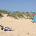 Fred's buried in the beach, A Day on the Beach, Southwold, Suffolk - 18th July 2021