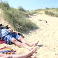 James looks up, A Day on the Beach, Southwold, Suffolk - 18th July 2021
