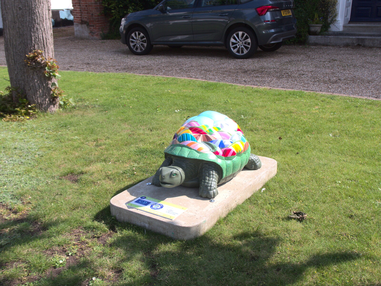A tortoise near the bus stop from Hares, Tortoises and Station 119, Eye, Suffolk - 19th July 2021