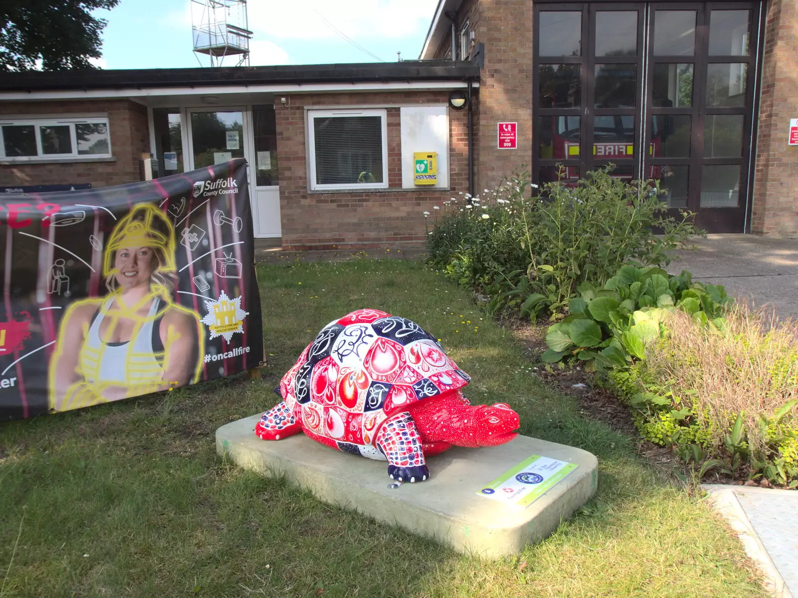 Tortoise outside the fire station, from Hares, Tortoises and Station 119, Eye, Suffolk - 19th July 2021