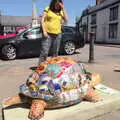 Isobel scopes another tortoise out, Hares, Tortoises and Station 119, Eye, Suffolk - 19th July 2021