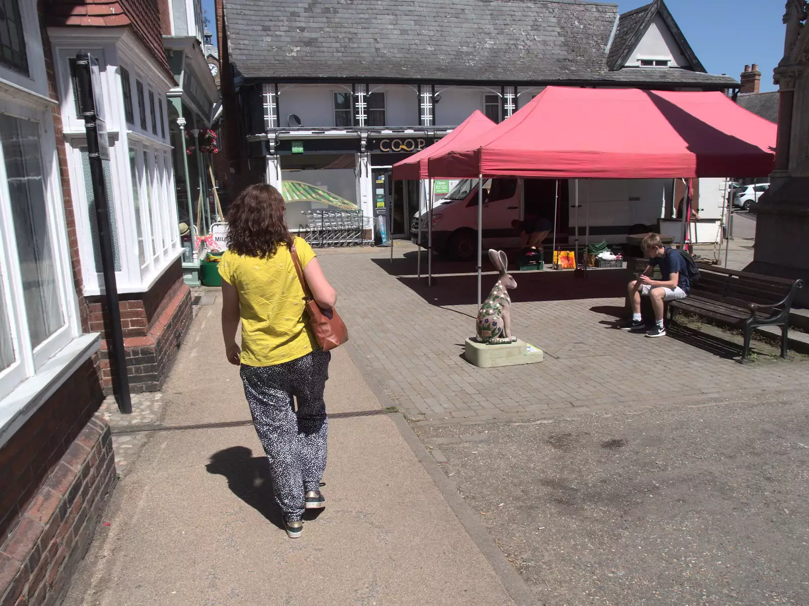 Isobel roams around the market, from Hares, Tortoises and Station 119, Eye, Suffolk - 19th July 2021