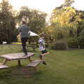 Harry jumps off a bench, Hares, Tortoises and Station 119, Eye, Suffolk - 19th July 2021