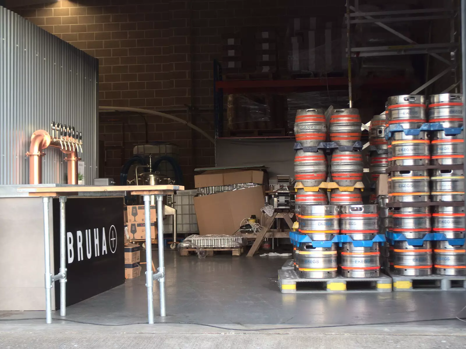 Bruha's kegs are stacked up, from Hares, Tortoises and Station 119, Eye, Suffolk - 19th July 2021