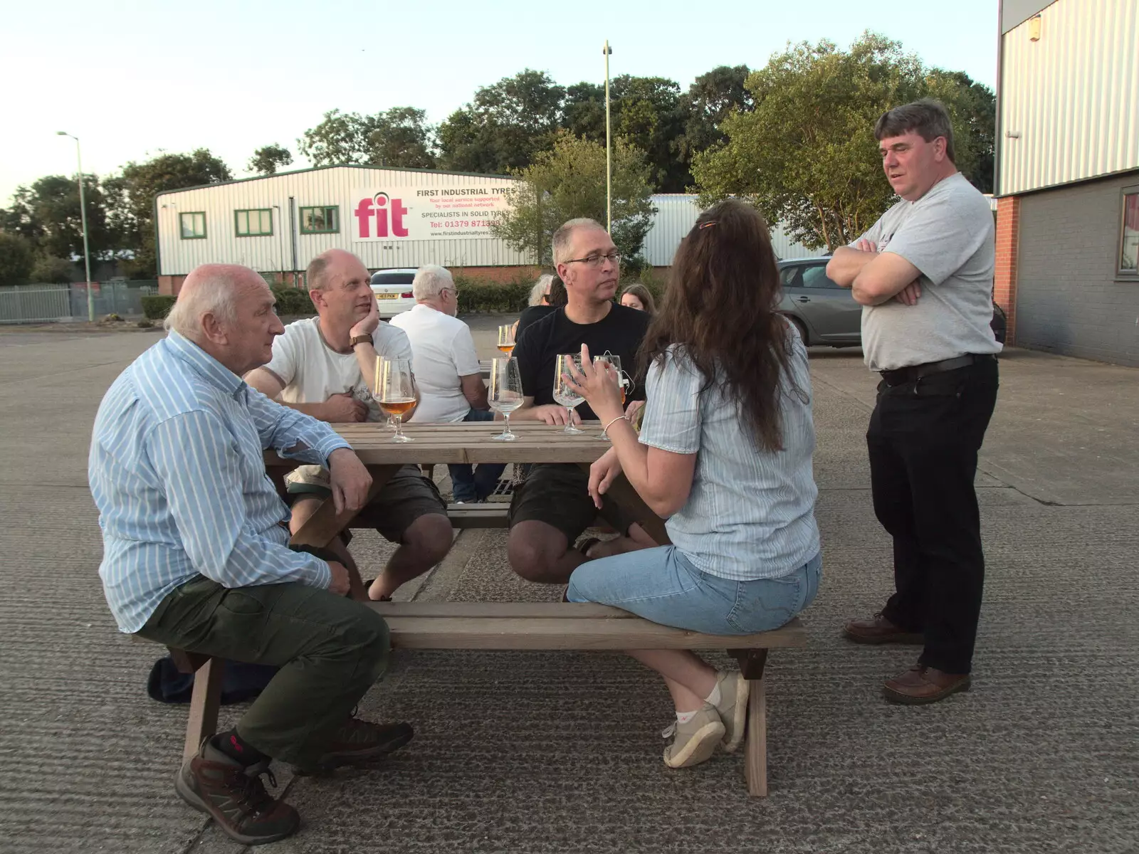 Chatting on the car park of 119, from Hares, Tortoises and Station 119, Eye, Suffolk - 19th July 2021