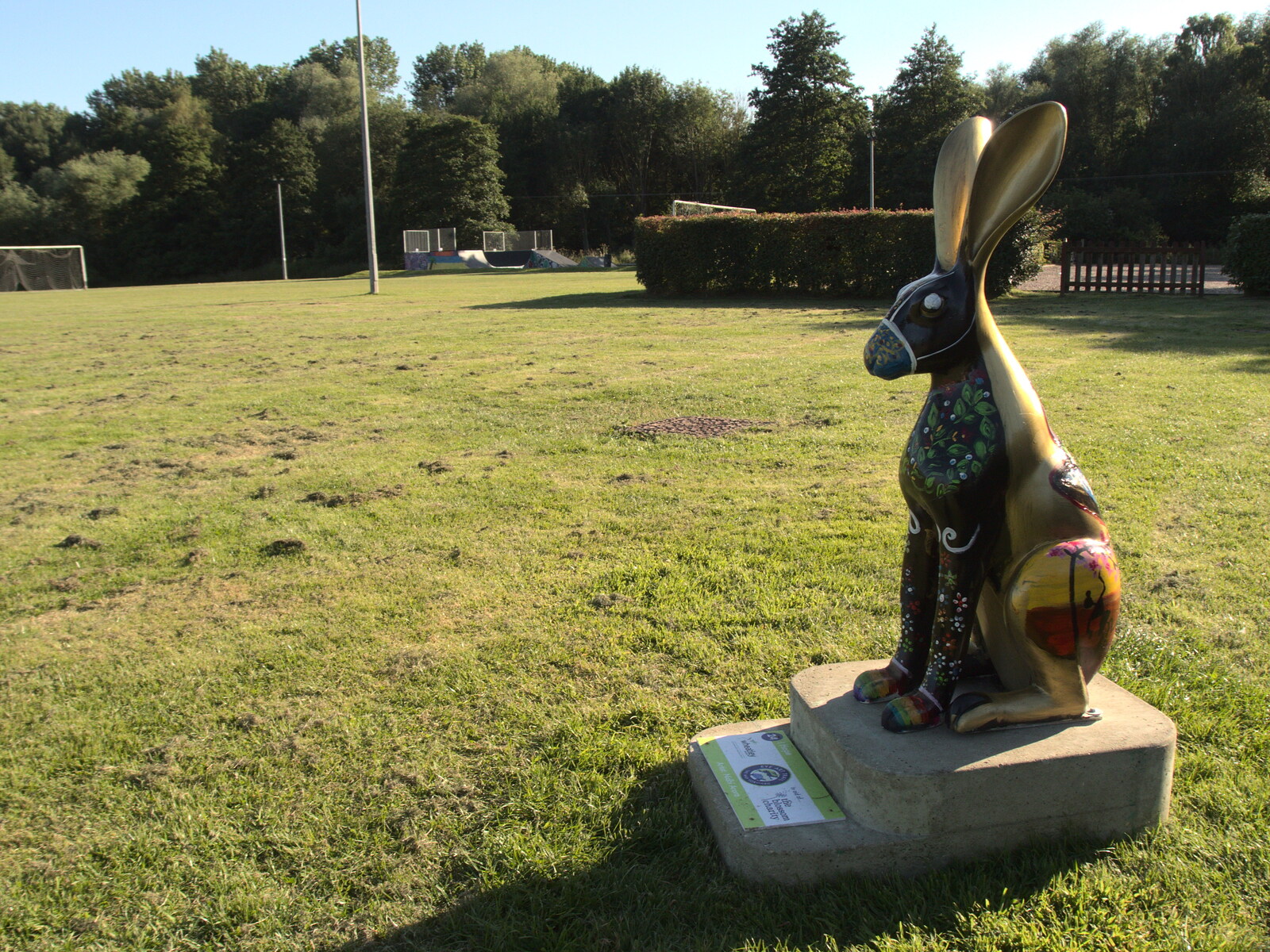 The golden hare on the playing fields from Hares, Tortoises and Station 119, Eye, Suffolk - 19th July 2021