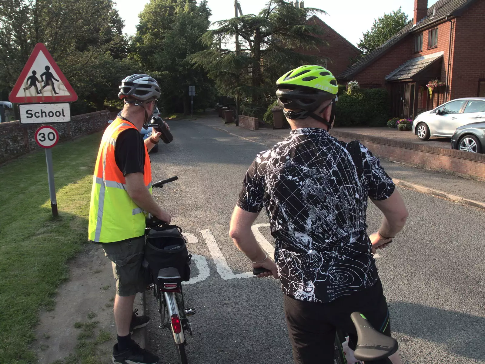 Paul and Gaz stop in Palgrave, from The BSCC at The Crown, Gissing, Norfolk - 22nd July 2021