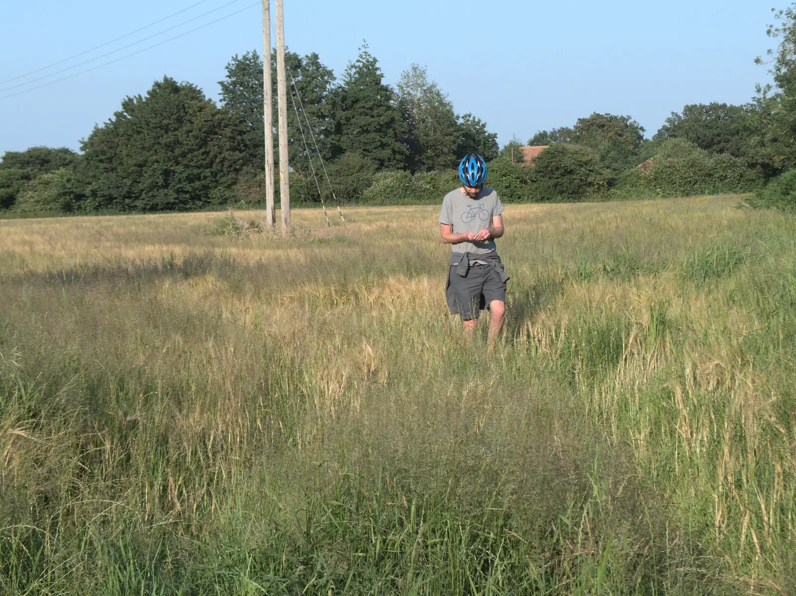 The Boy Phil does a spot of crop testing, from The BSCC at The Crown, Gissing, Norfolk - 22nd July 2021