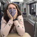 Isobel with a mask on the London train, A Trip to Nando's, Riverside, Norwich, Norfolk - 23rd July 2021