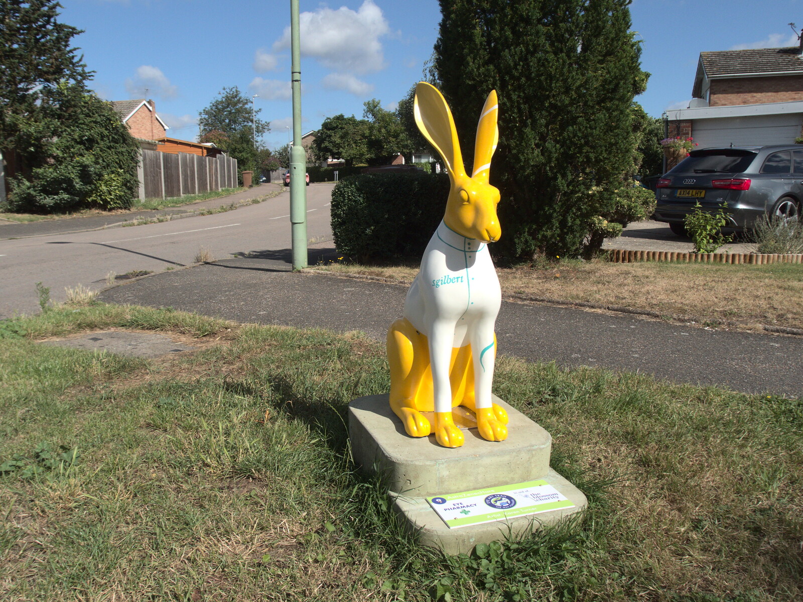 A yellow hare on Millfield in Eye from Meg-fest, and Sean Visits, Bressingham and Brome, Suffolk - 1st August 2021