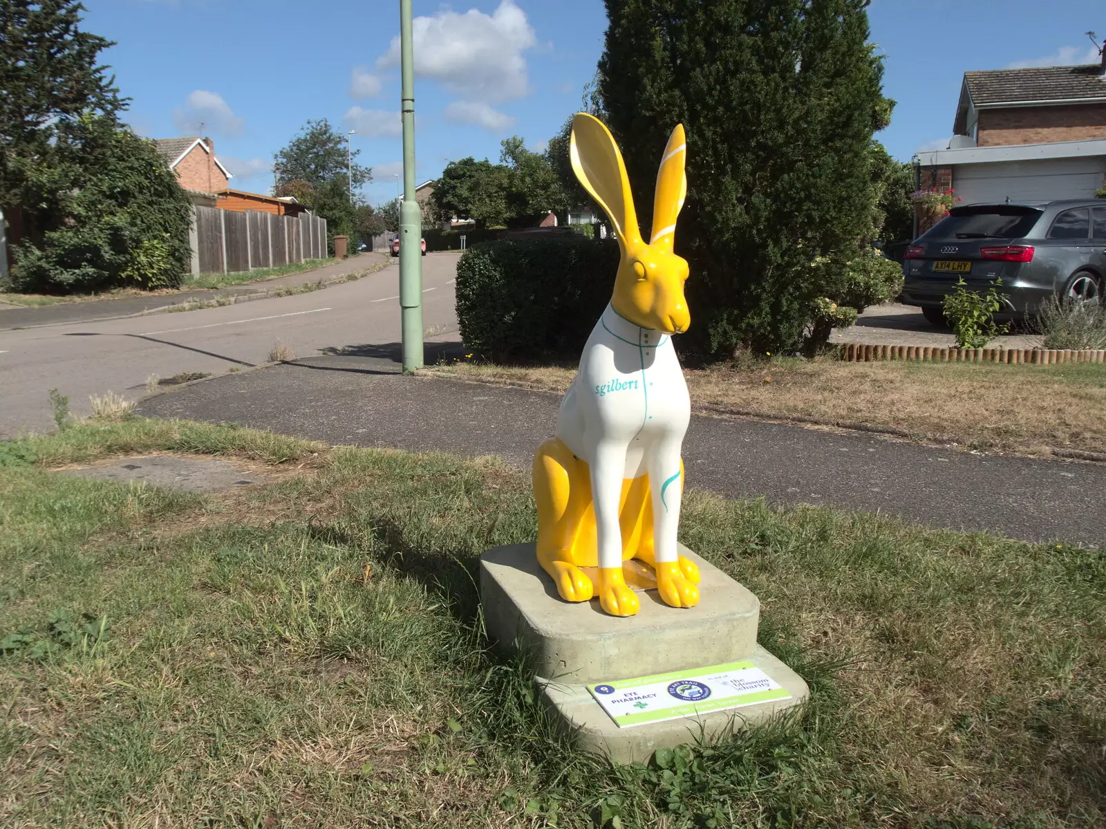 A yellow hare on Millfield in Eye, from Meg-fest, and Sean Visits, Bressingham and Brome, Suffolk - 1st August 2021