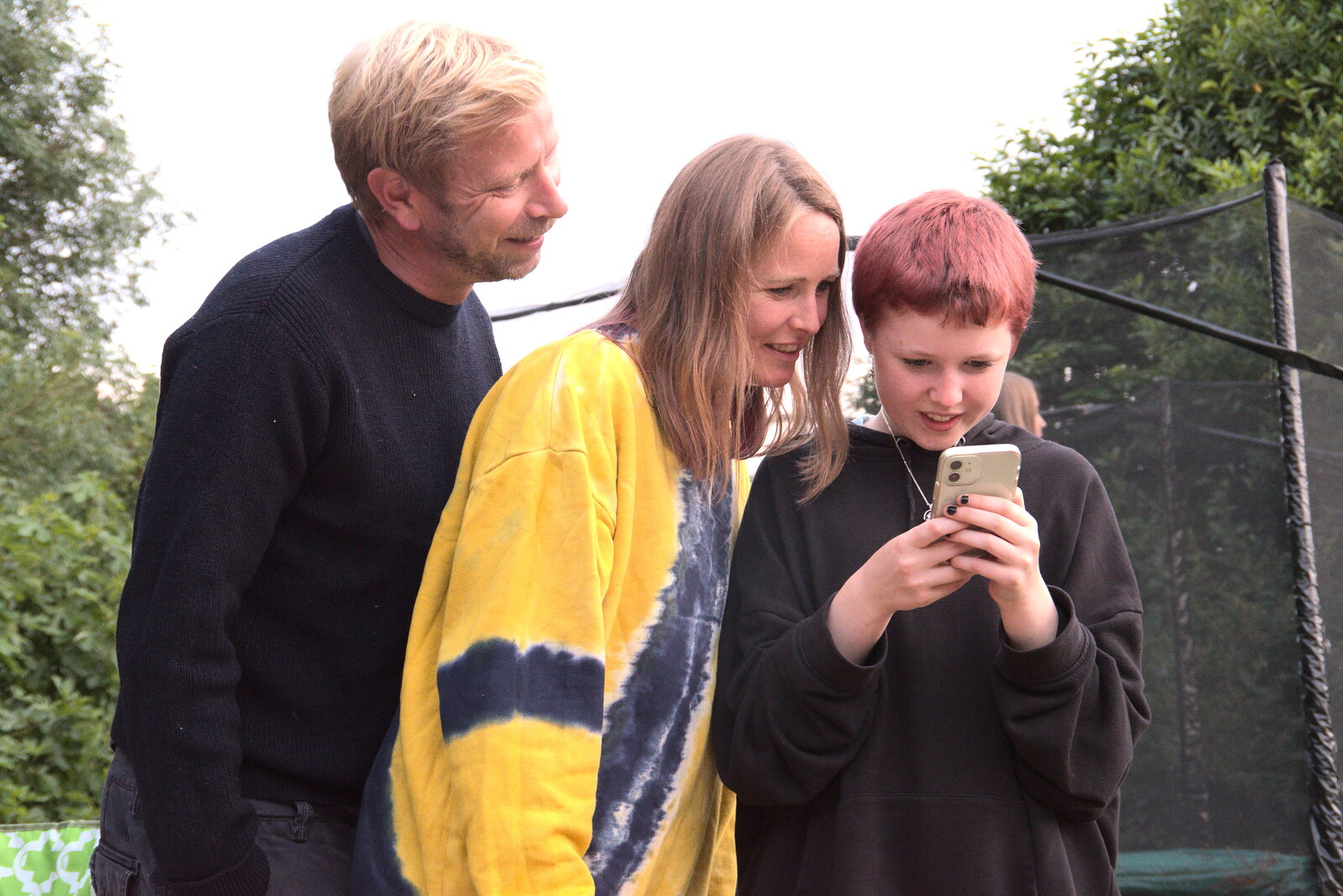 Pete, Allyson and Lydia look at photos from Meg-fest, and Sean Visits, Bressingham and Brome, Suffolk - 1st August 2021