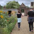 Walking past the sunflower flower bed, Meg-fest, and Sean Visits, Bressingham and Brome, Suffolk - 1st August 2021