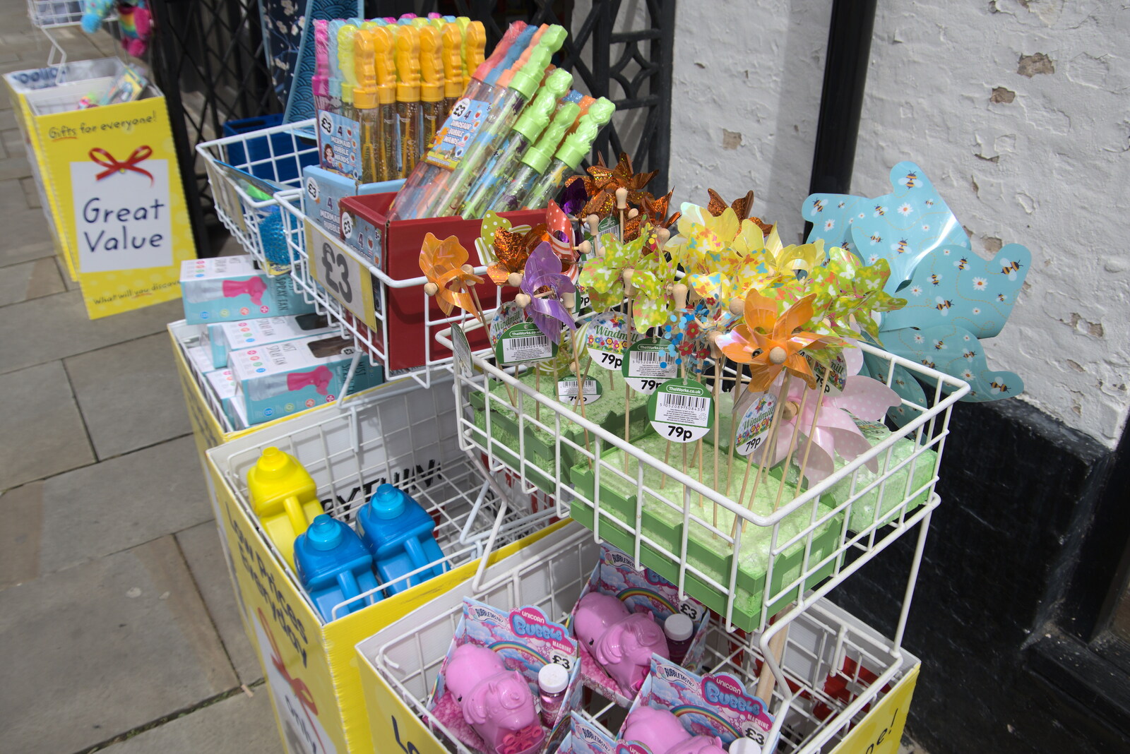 Bright plastic things for sale from Pork Pies and Dockside Dereliction, Melton Mowbray and Liverpool - 7th August 2021