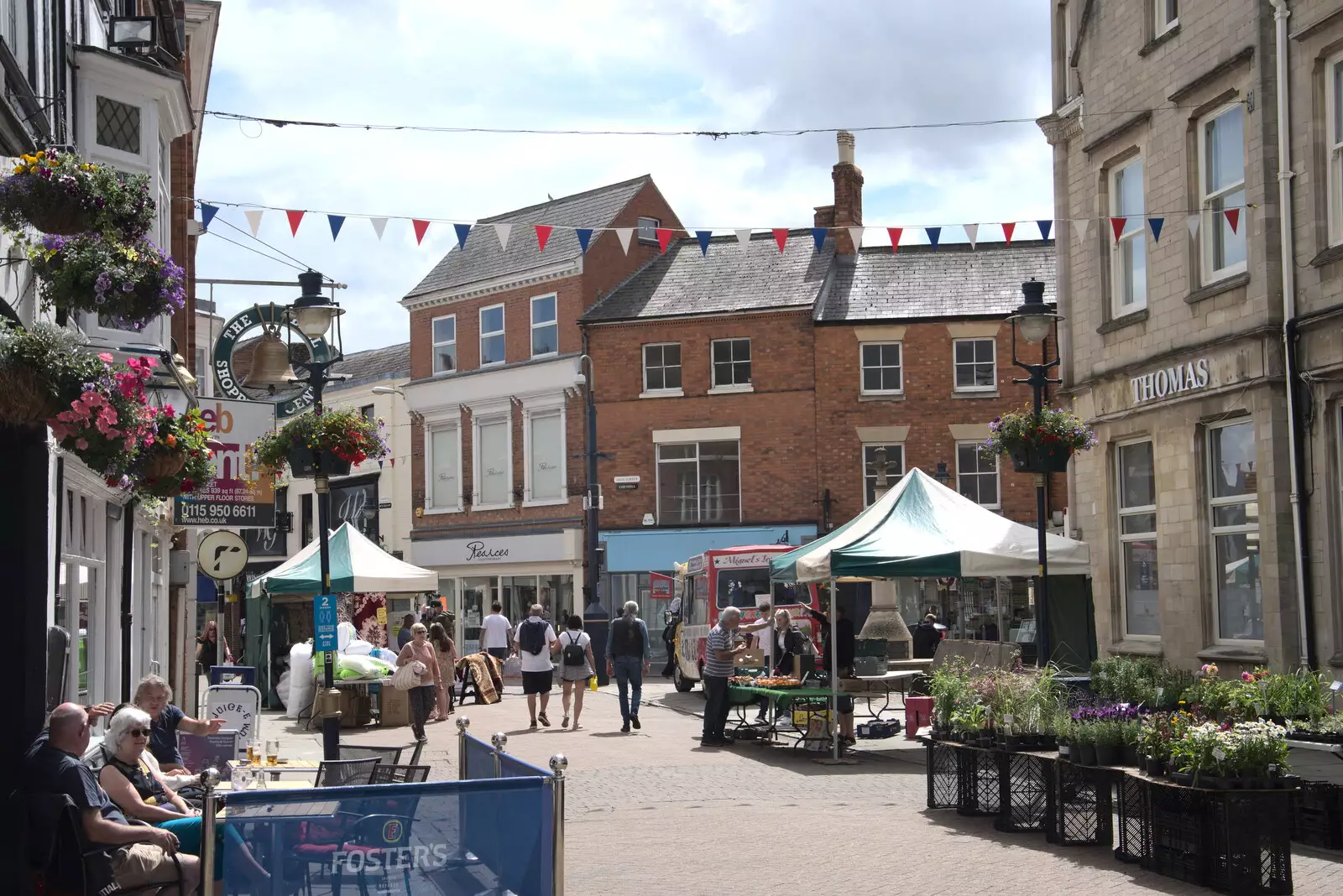 Looking down Nottingahm Street to the market, from Pork Pies and Dockside Dereliction, Melton Mowbray and Liverpool - 7th August 2021