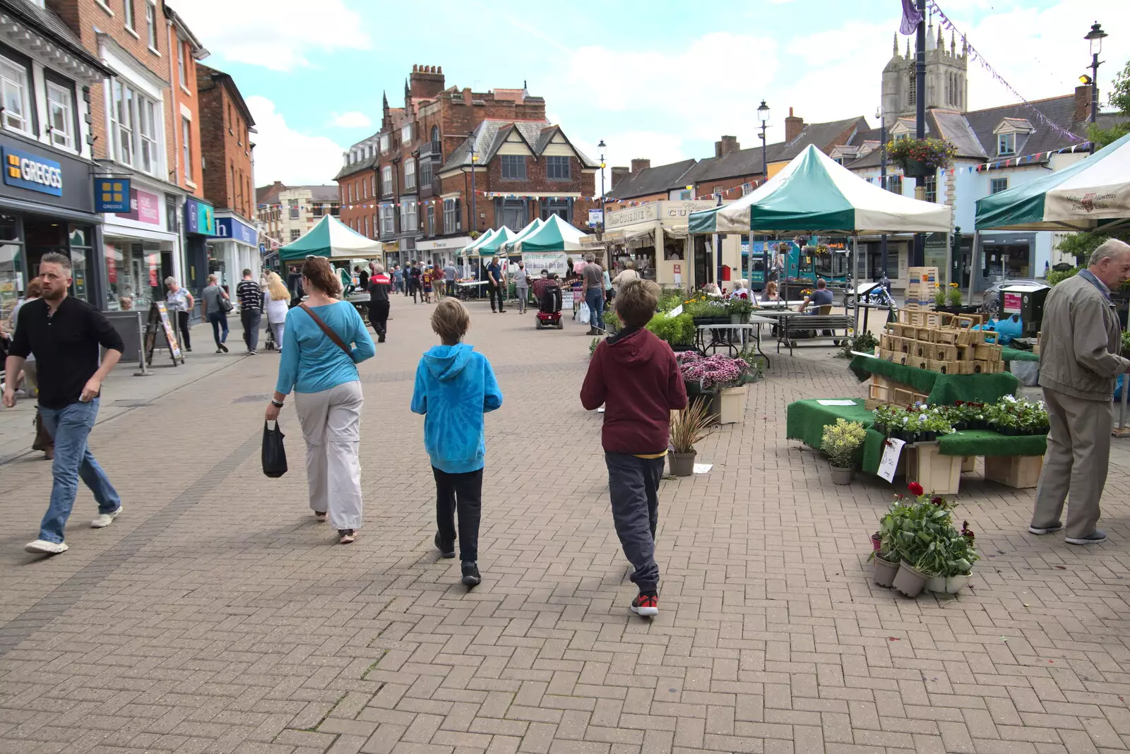 Striding across Market Place, from Pork Pies and Dockside Dereliction, Melton Mowbray and Liverpool - 7th August 2021