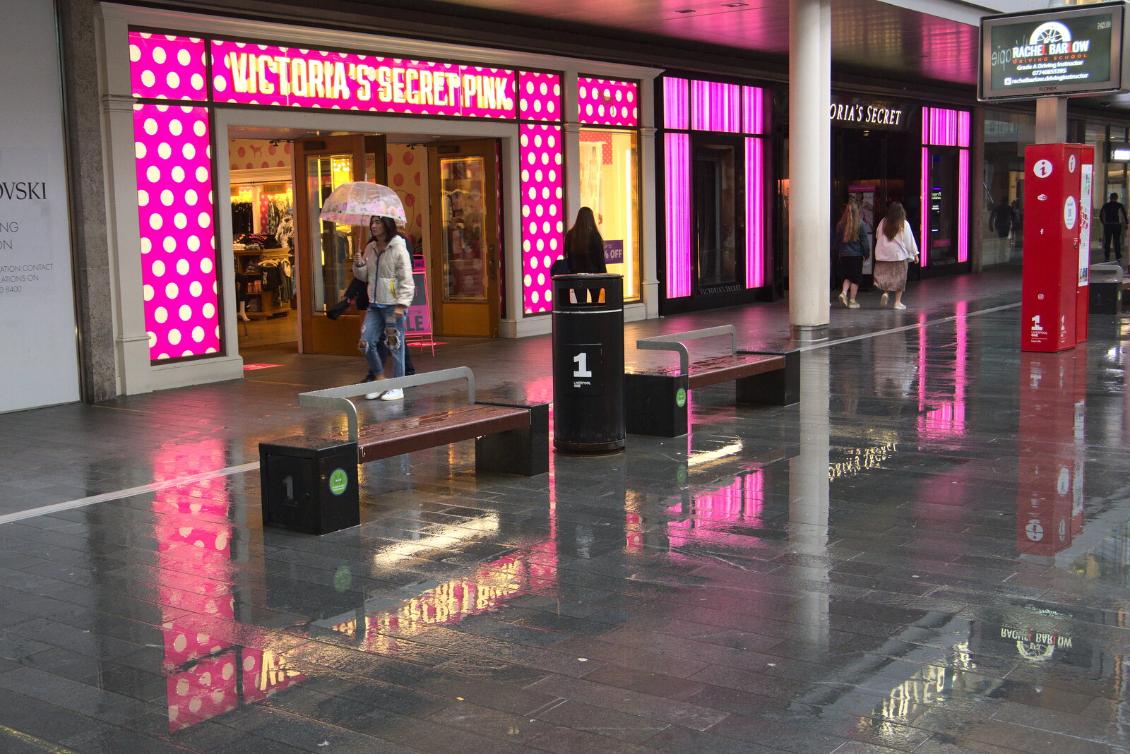 Pink lights in Liverpool One from Pork Pies and Dockside Dereliction, Melton Mowbray and Liverpool - 7th August 2021