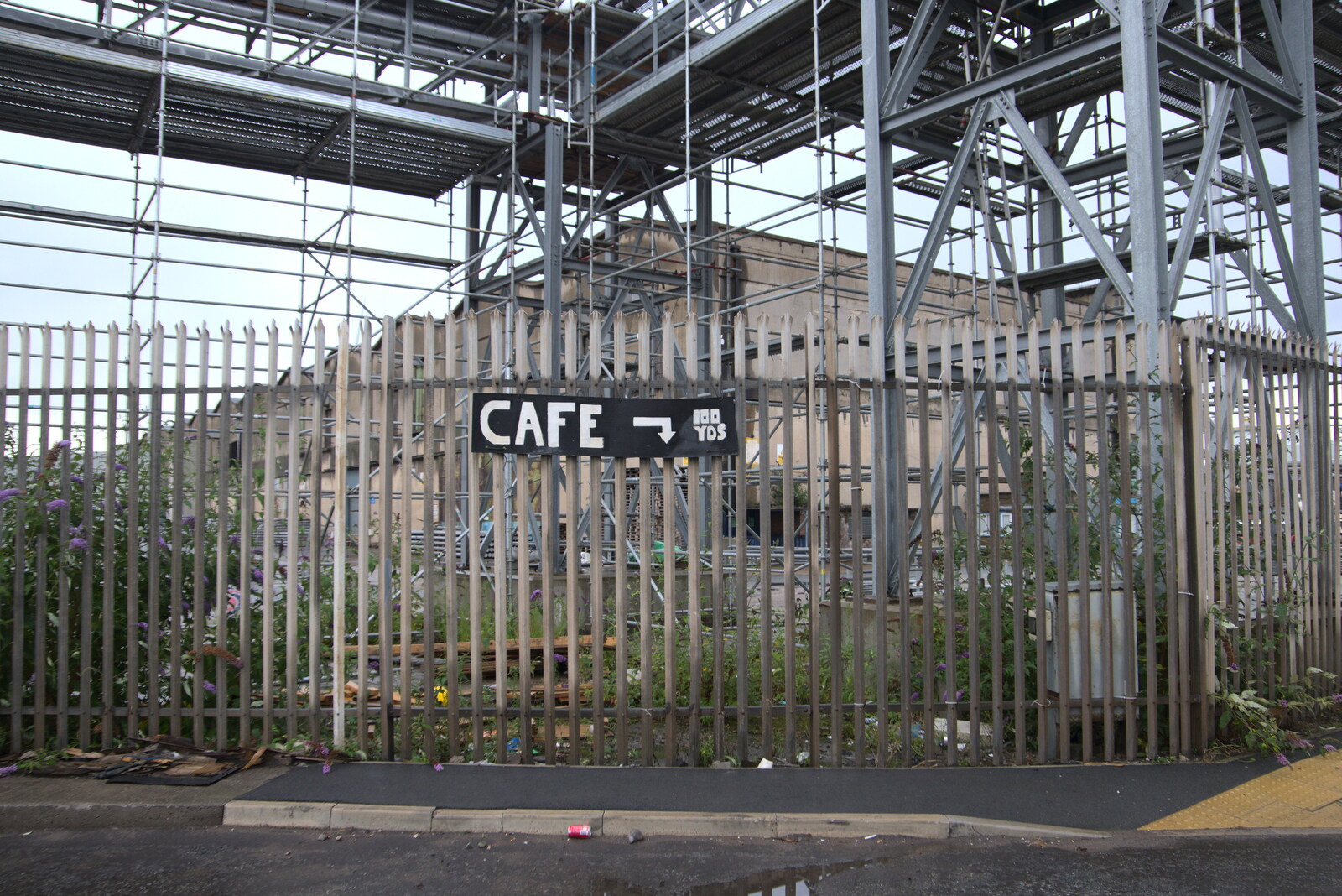 An abandoned Café sign on Regent Road from Pork Pies and Dockside Dereliction, Melton Mowbray and Liverpool - 7th August 2021