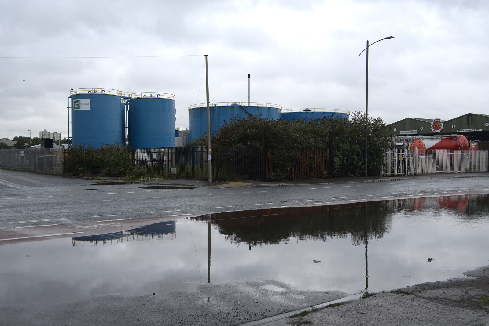 Standing water and tanks from Pork Pies and Dockside Dereliction, Melton Mowbray and Liverpool - 7th August 2021