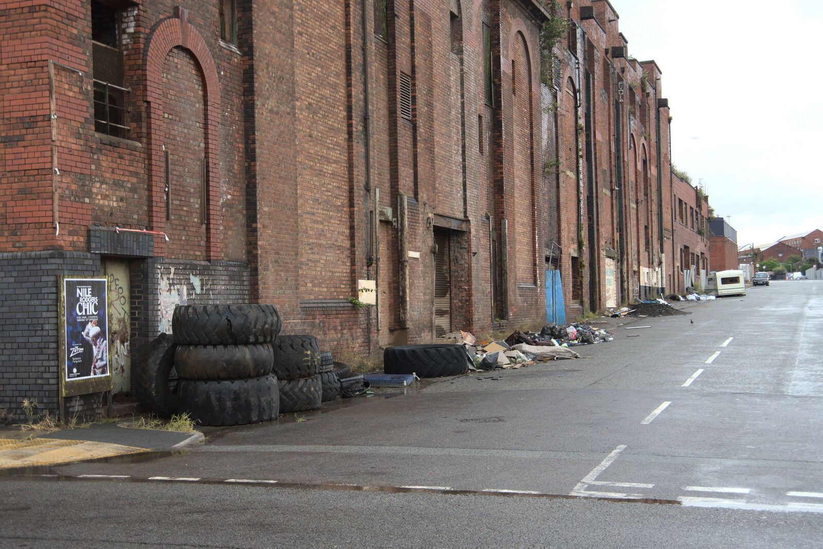 Discarded tyres, caravans and dereliction from Pork Pies and Dockside Dereliction, Melton Mowbray and Liverpool - 7th August 2021
