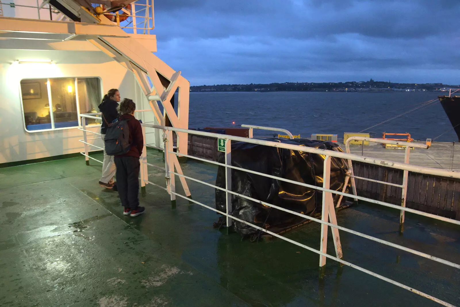 Isobel and Fred look out over the Mersey, from Pork Pies and Dockside Dereliction, Melton Mowbray and Liverpool - 7th August 2021