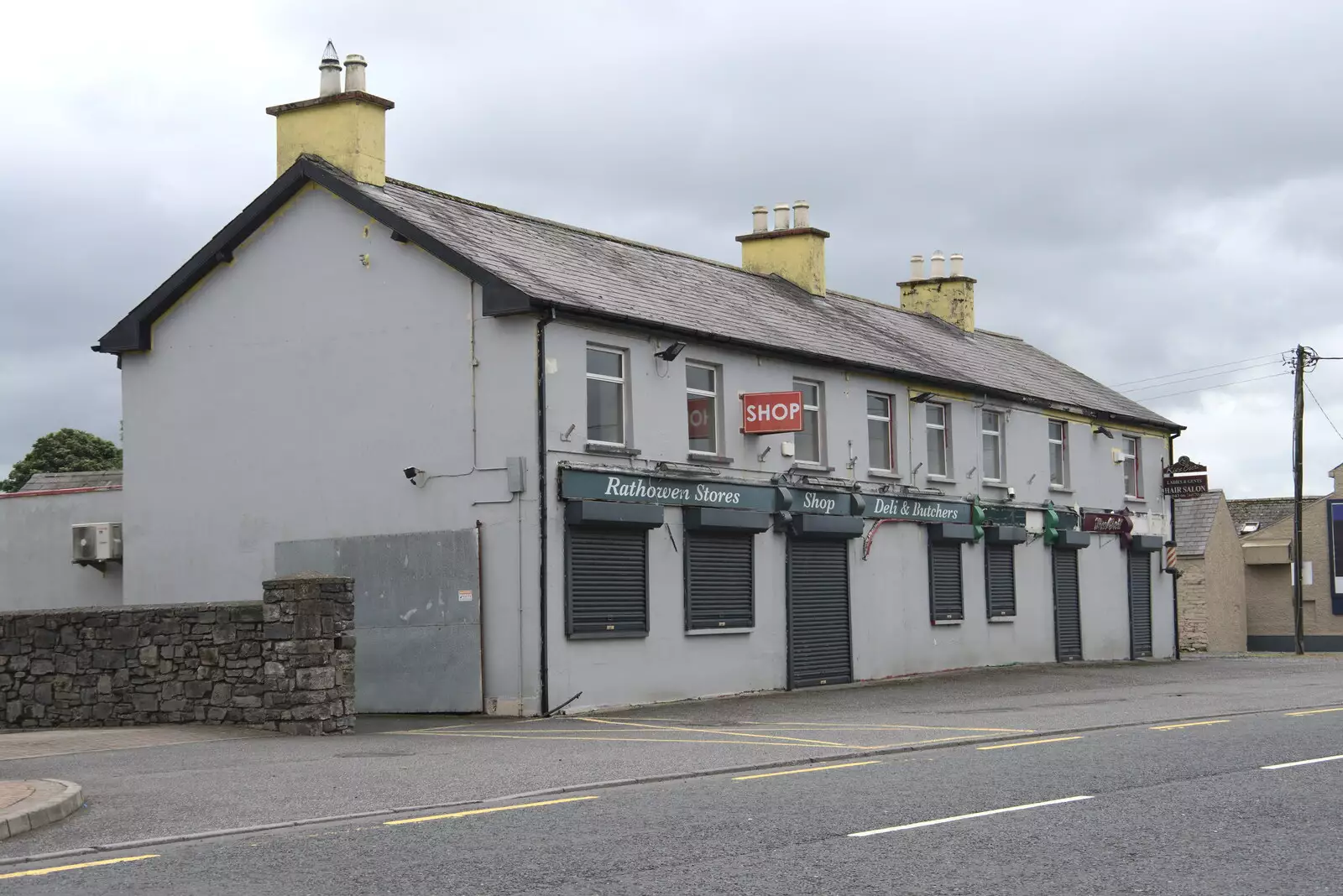 A derelict shop at Rathowen, from Pints of Guinness and Streedagh Beach, Grange and Sligo, Ireland - 9th August 2021