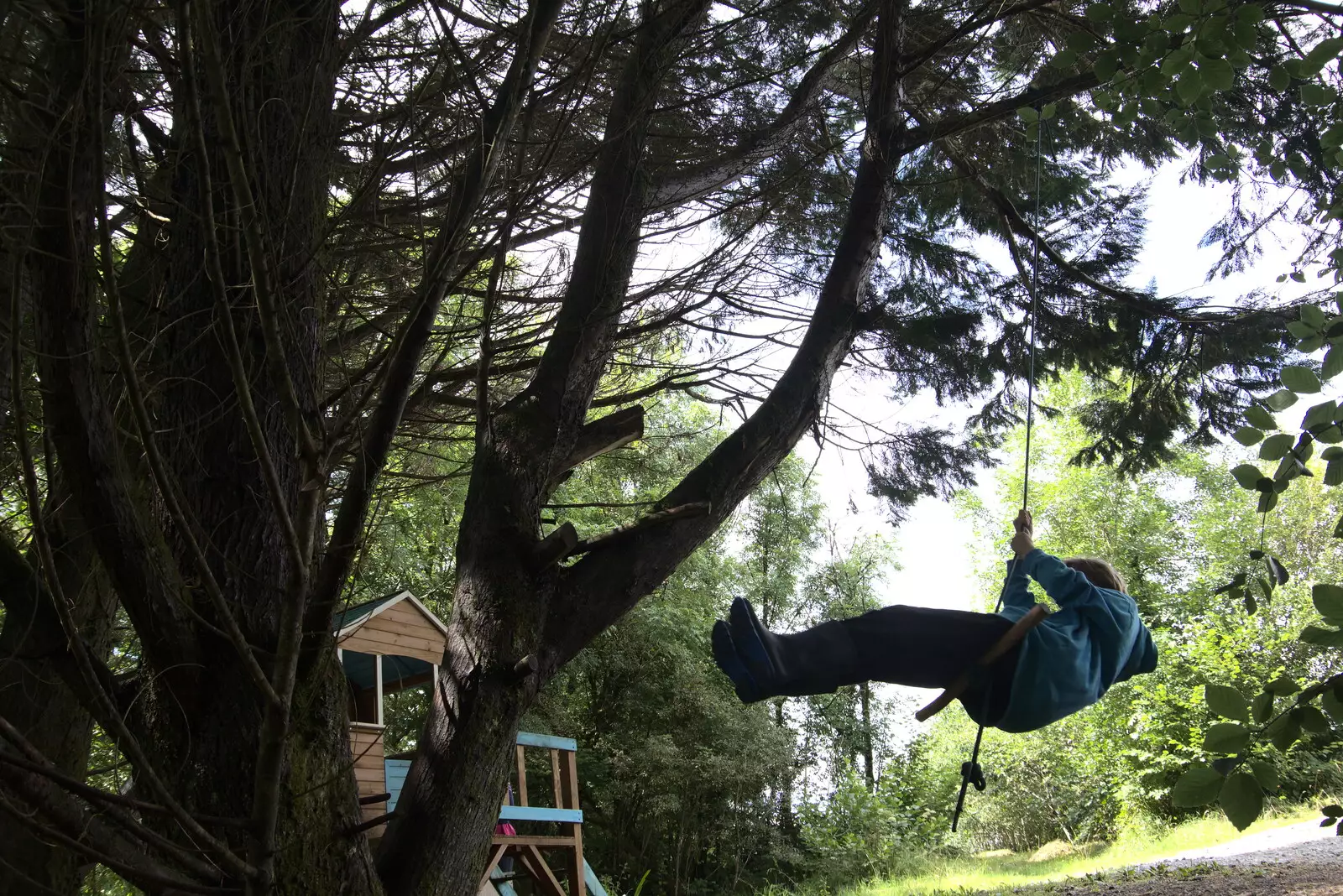 Harry has a swing, from Pints of Guinness and Streedagh Beach, Grange and Sligo, Ireland - 9th August 2021