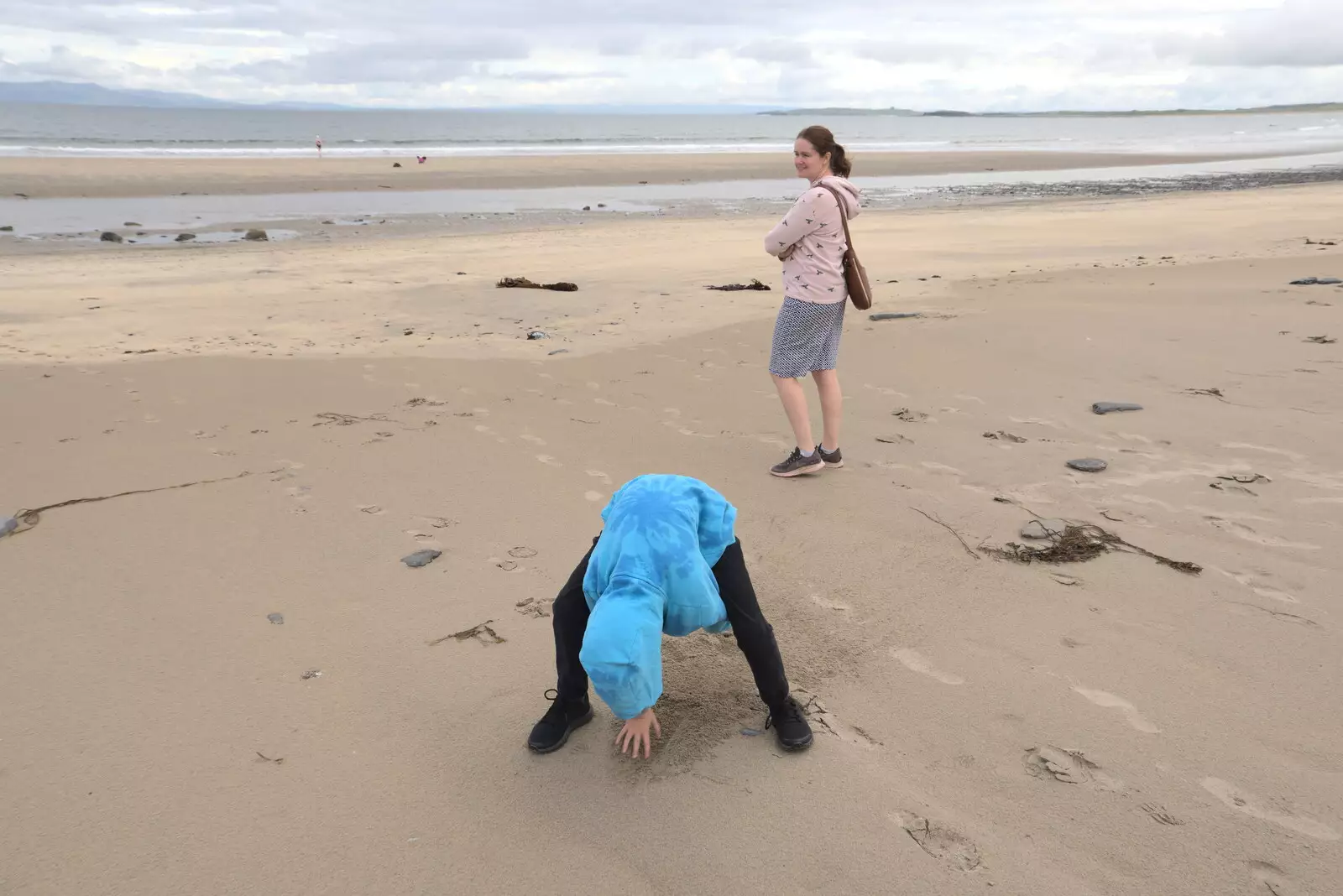 Harry digs in the sand, from Pints of Guinness and Streedagh Beach, Grange and Sligo, Ireland - 9th August 2021