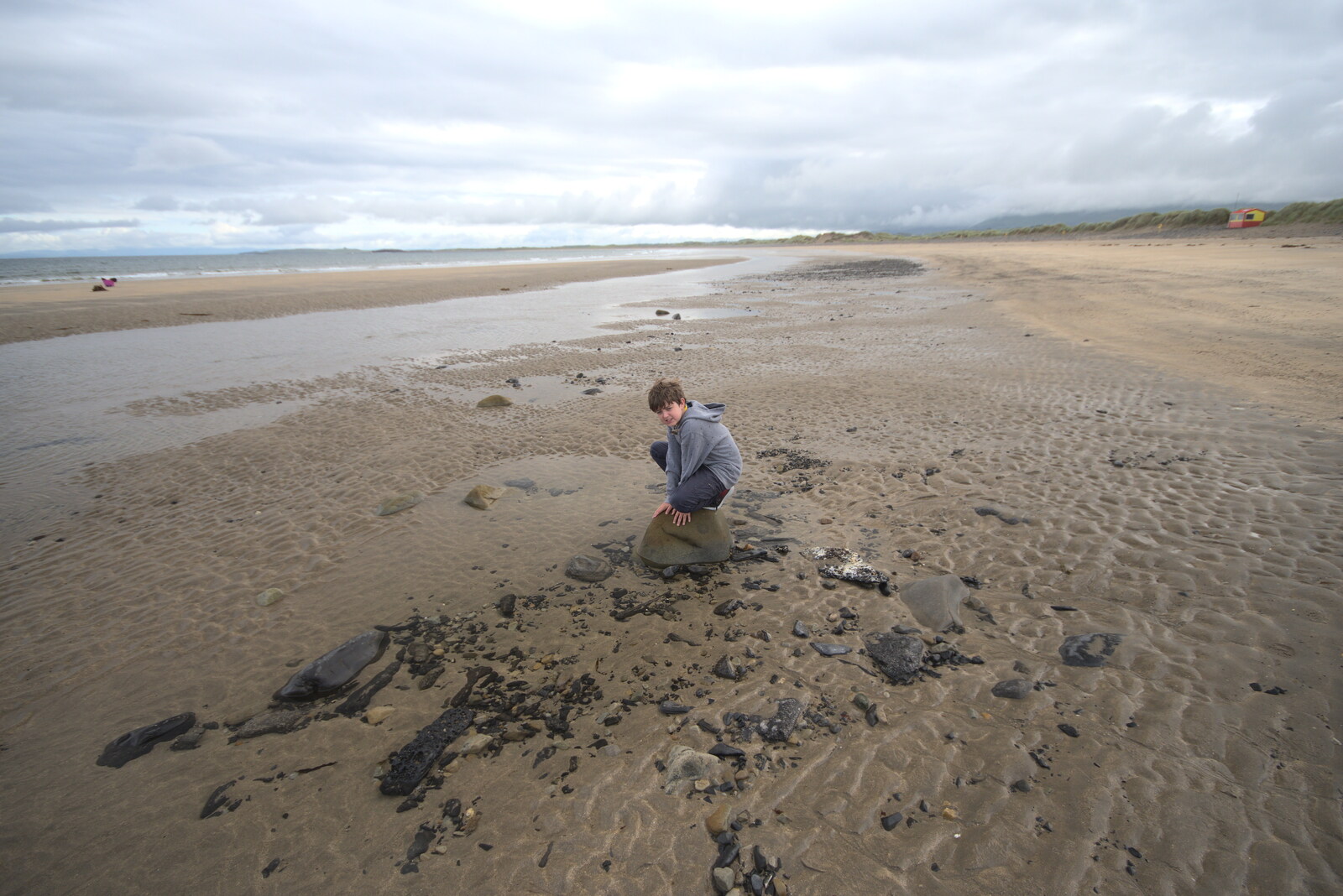 Pints of Guinness and Streedagh Beach, Grange and Sligo, Ireland - 9th August 2021: Fred on a rock