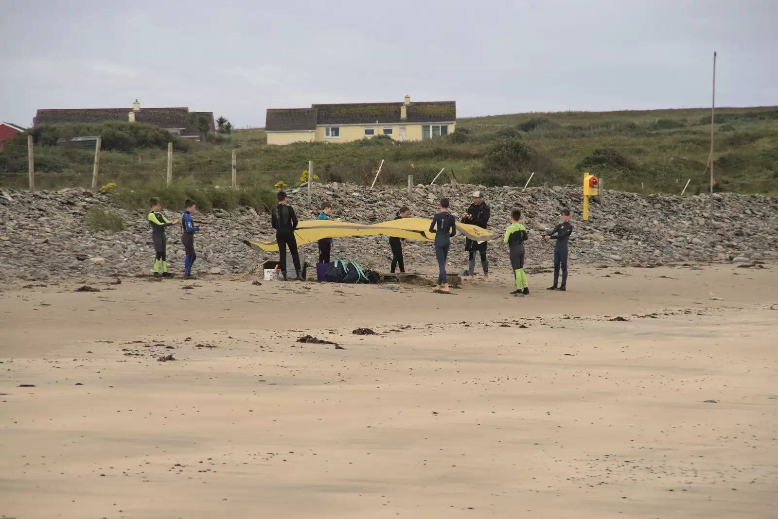 A surf school sets up for the afternoon, from Pints of Guinness and Streedagh Beach, Grange and Sligo, Ireland - 9th August 2021