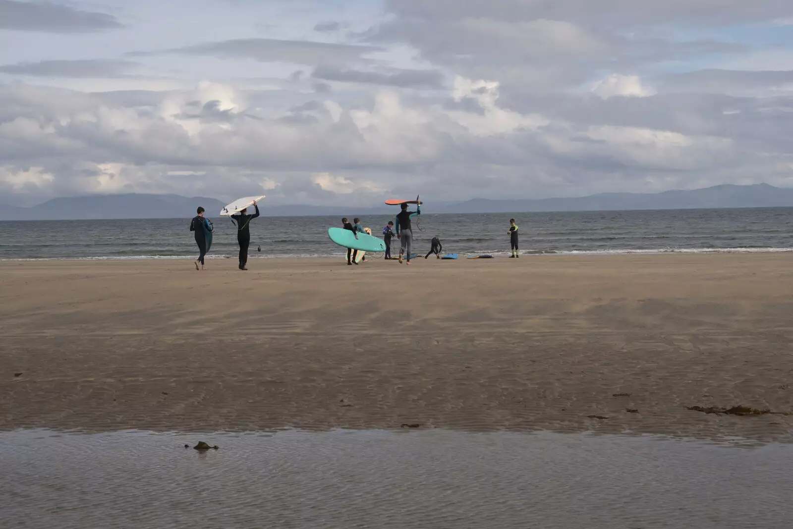 The surf school heads out to sea, from Pints of Guinness and Streedagh Beach, Grange and Sligo, Ireland - 9th August 2021