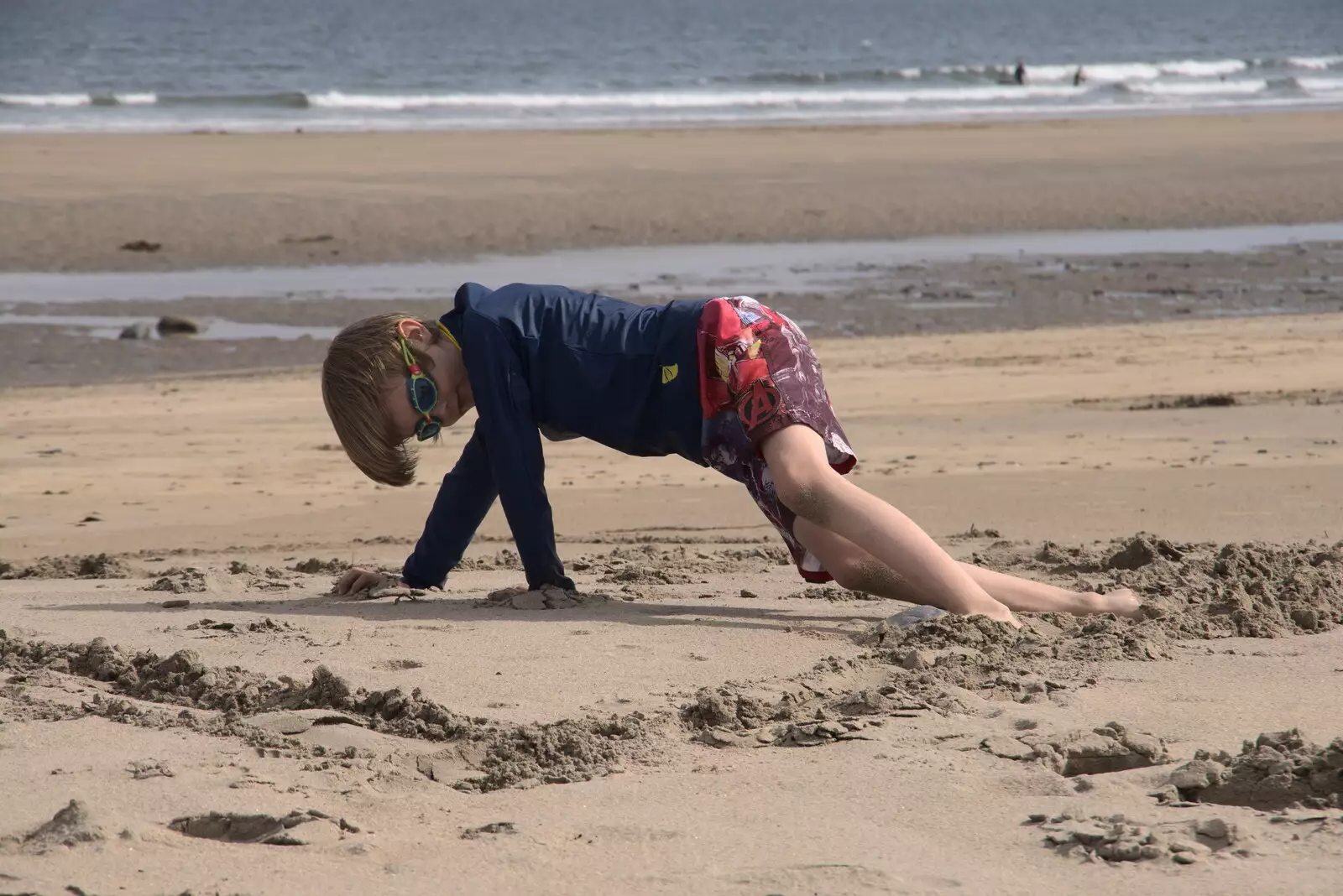 Harry in the sand, from Pints of Guinness and Streedagh Beach, Grange and Sligo, Ireland - 9th August 2021