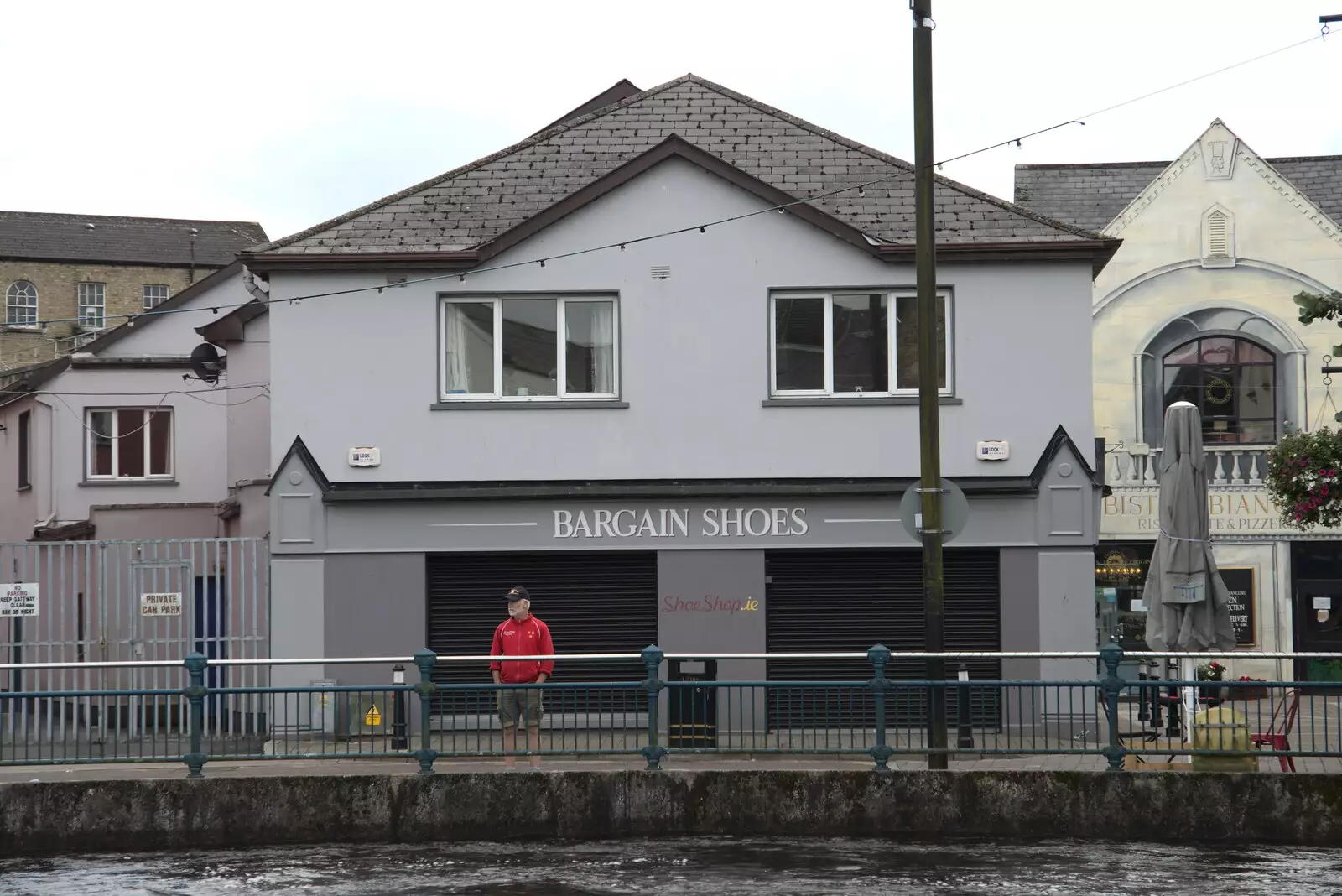 Bargain Shoes, across the river, from Pints of Guinness and Streedagh Beach, Grange and Sligo, Ireland - 9th August 2021