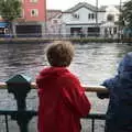 The boys look out over the almost-overflowing river, Pints of Guinness and Streedagh Beach, Grange and Sligo, Ireland - 9th August 2021