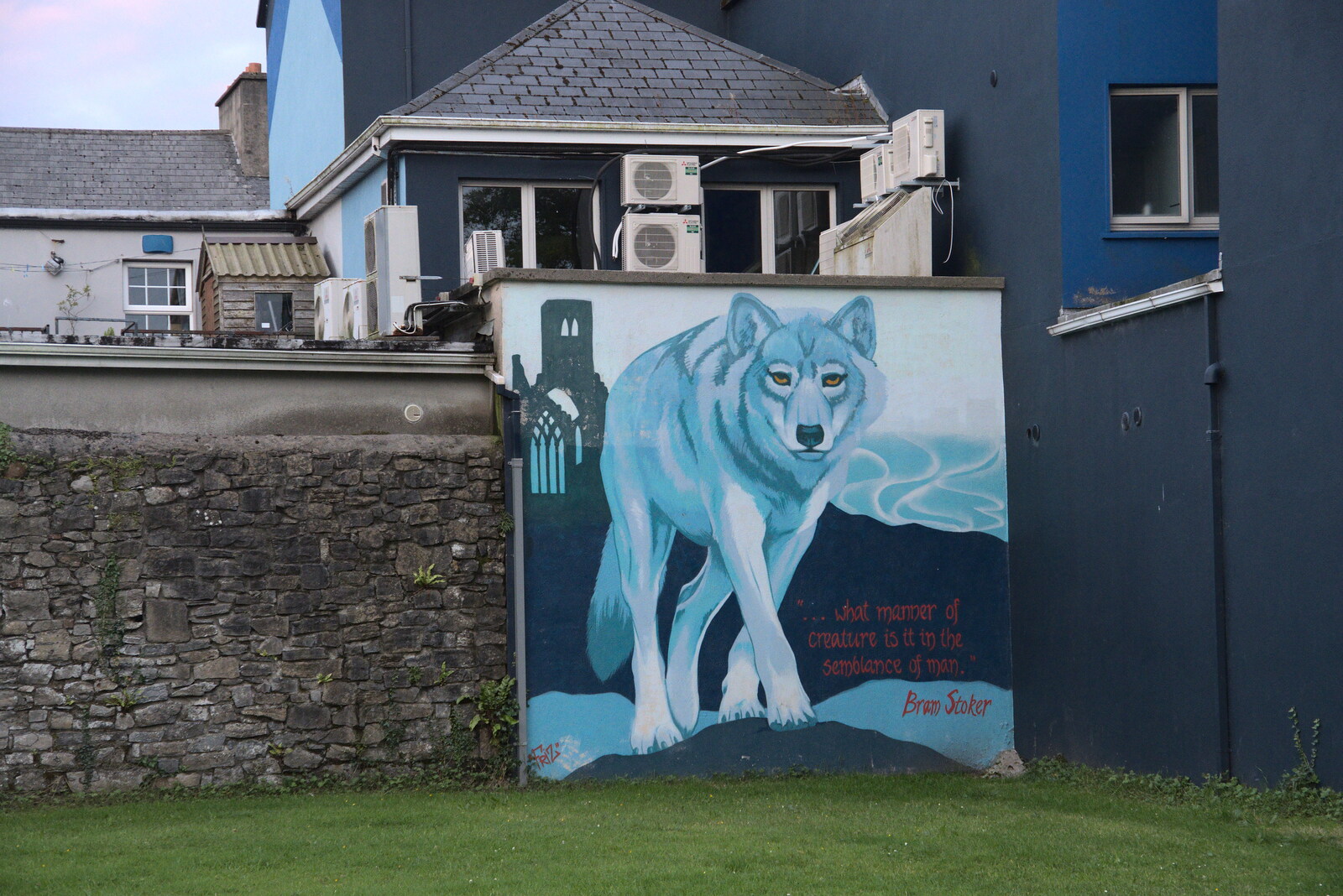 Pints of Guinness and Streedagh Beach, Grange and Sligo, Ireland - 9th August 2021: A Bram Stoker mural