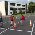 Fred swings a leg over a cone, Pints of Guinness and Streedagh Beach, Grange and Sligo, Ireland - 9th August 2021