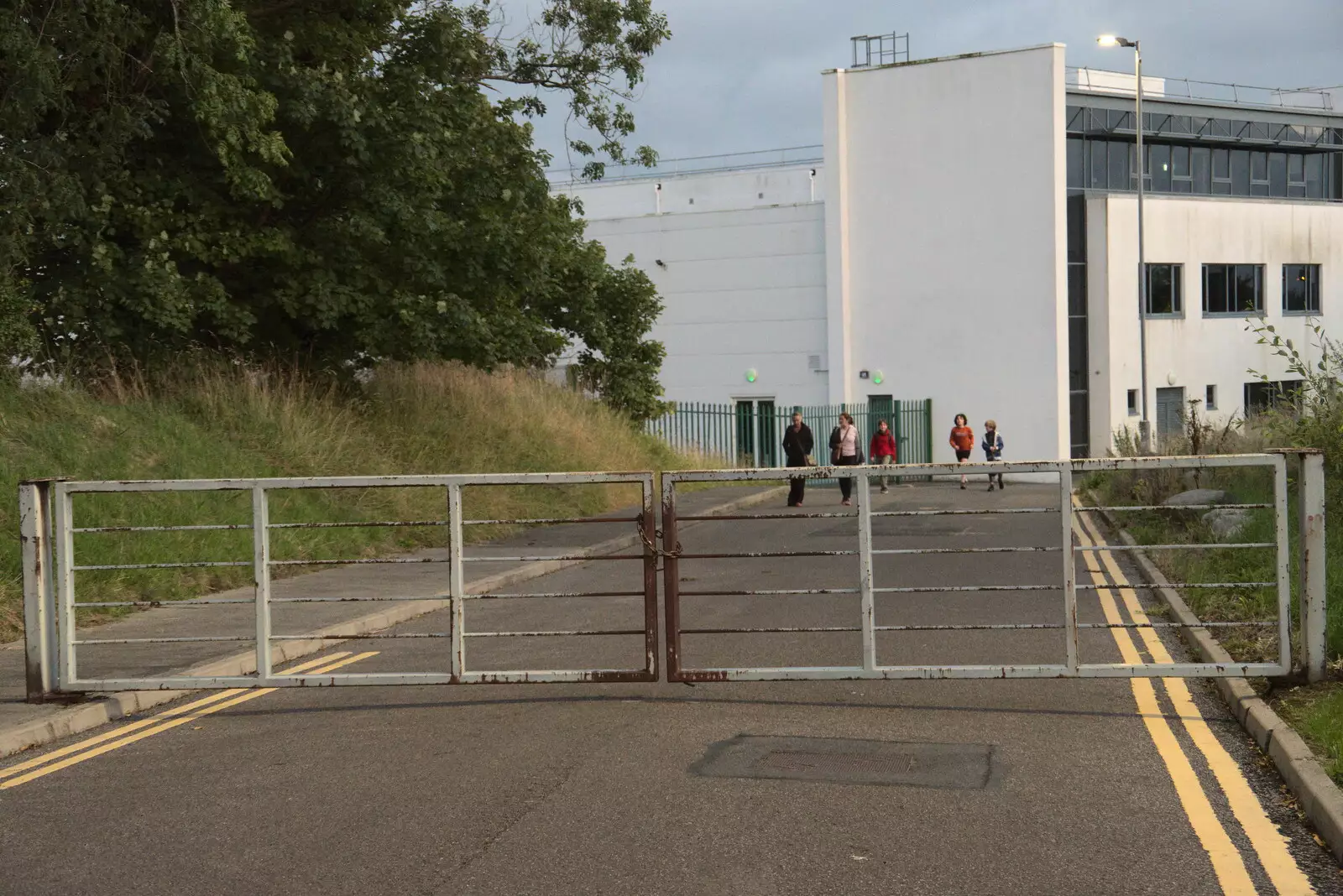 The closed gates of IT Sligo, from Pints of Guinness and Streedagh Beach, Grange and Sligo, Ireland - 9th August 2021