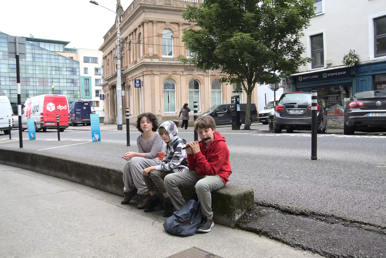 Fred does a spot of flute busking, from A Trip to Manorhamilton, County Leitrim, Ireland - 11th August 2021