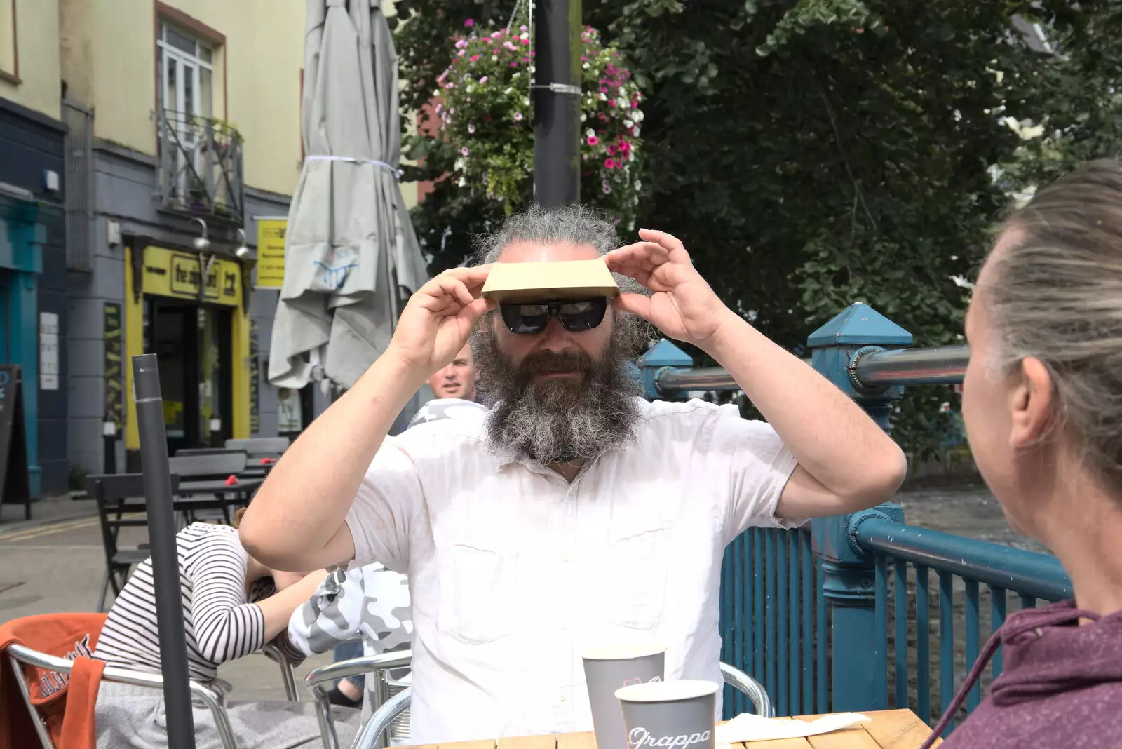 Noddy models a sun visor, from A Trip to Manorhamilton, County Leitrim, Ireland - 11th August 2021