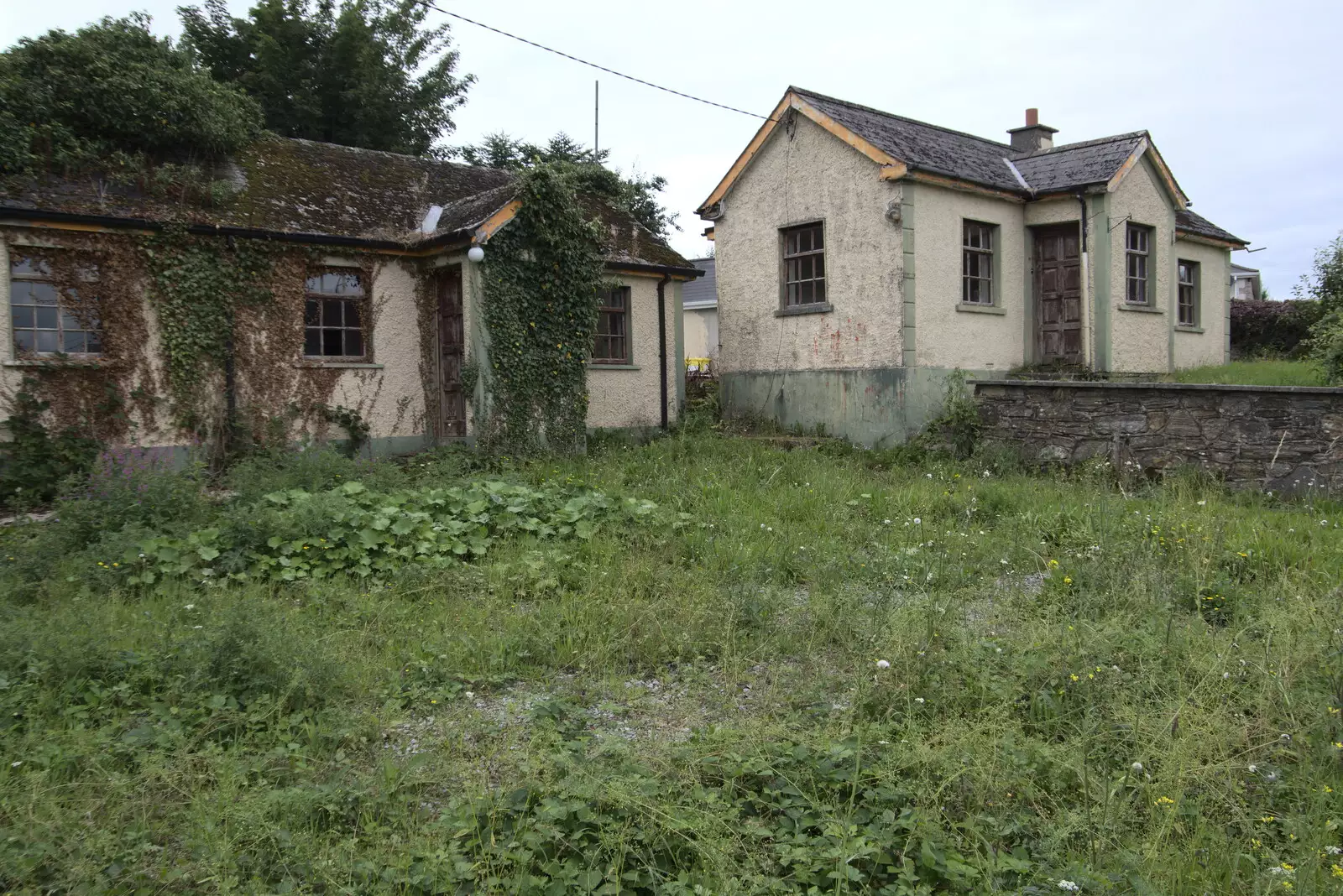 Derelict buildings covered in weeds, from A Trip to Manorhamilton, County Leitrim, Ireland - 11th August 2021