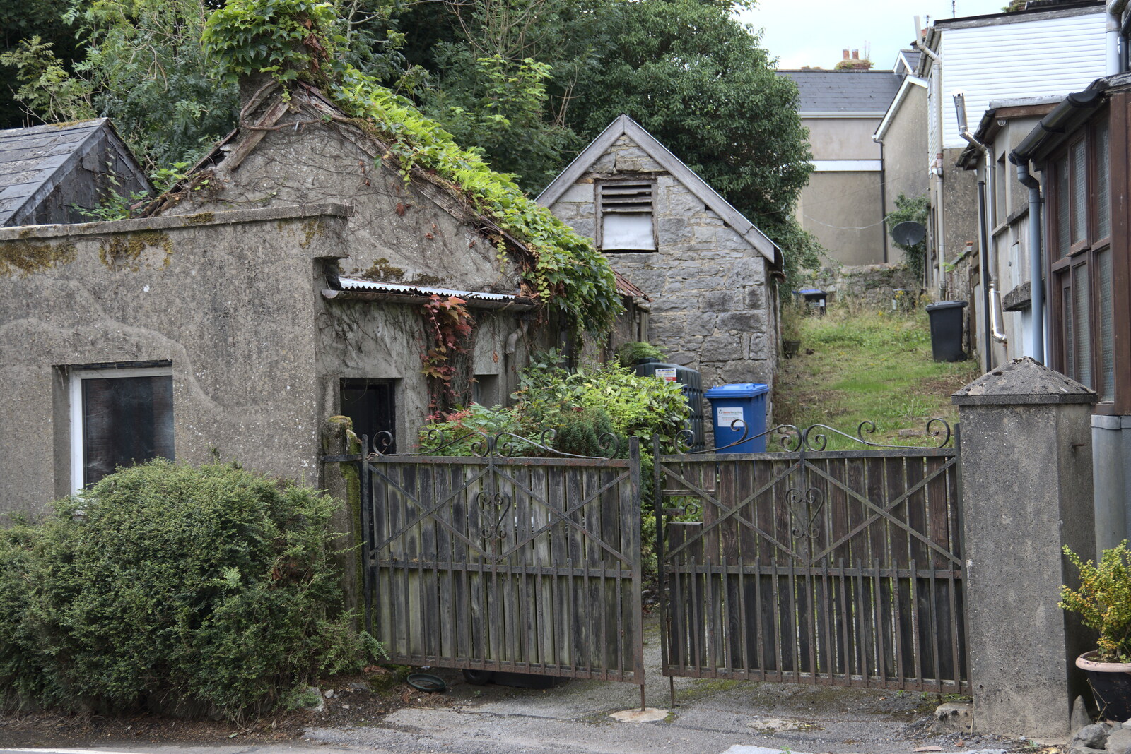 A Trip to Manorhamilton, County Leitrim, Ireland - 11th August 2021: Foliage reclaims more buildings