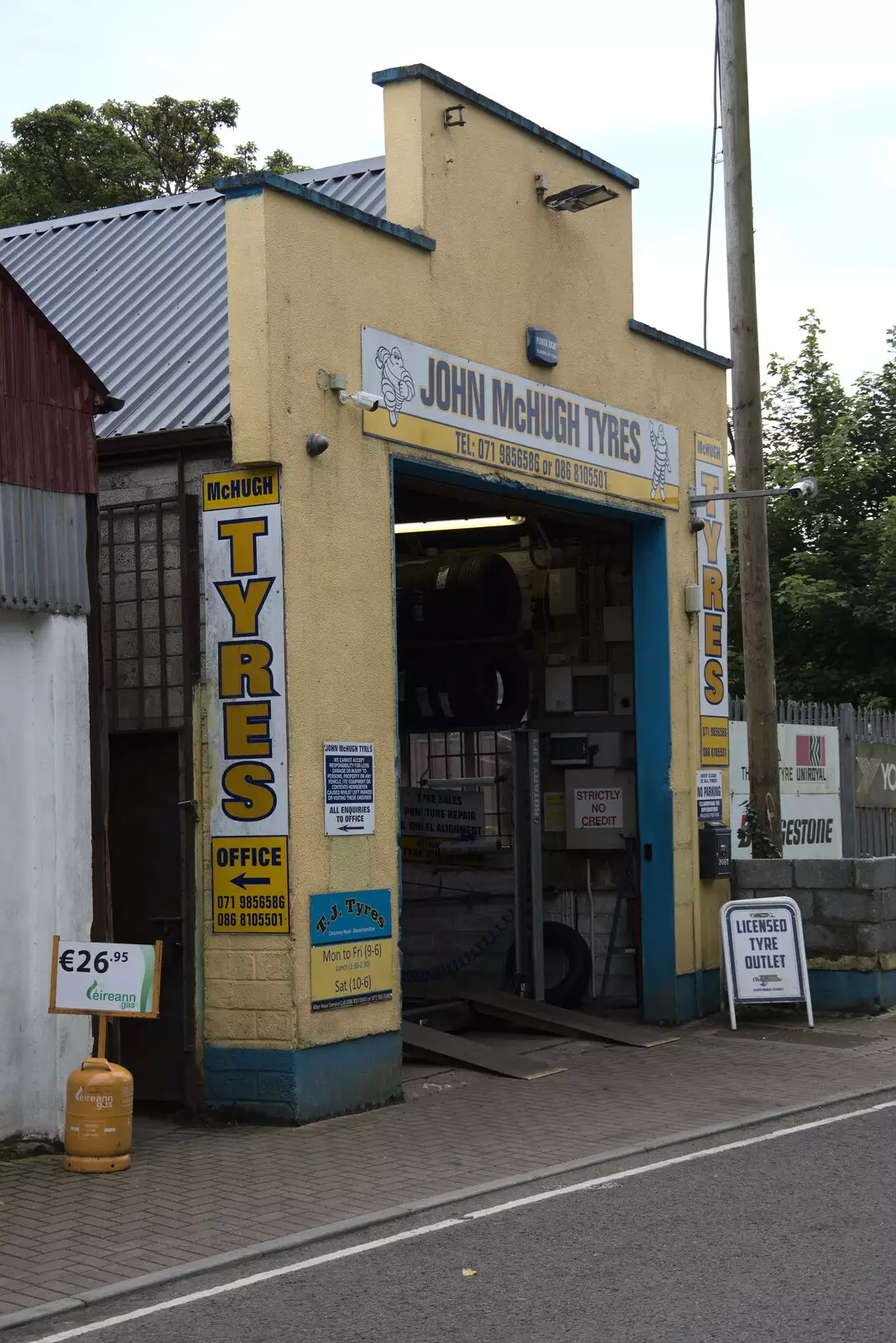 Old-school John McHugh Tyres, from A Trip to Manorhamilton, County Leitrim, Ireland - 11th August 2021