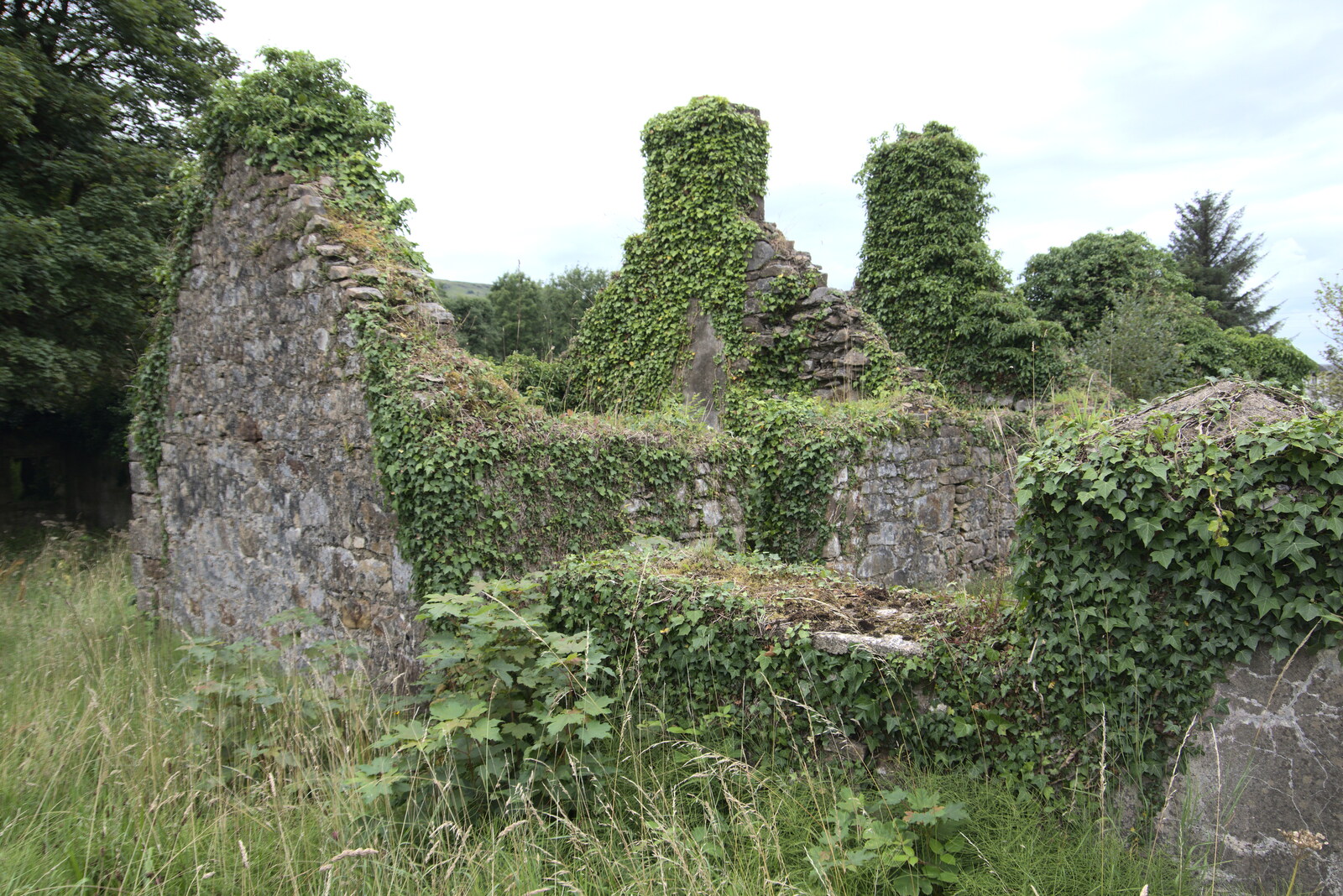 A Trip to Manorhamilton, County Leitrim, Ireland - 11th August 2021: A very derelict old stone cottage