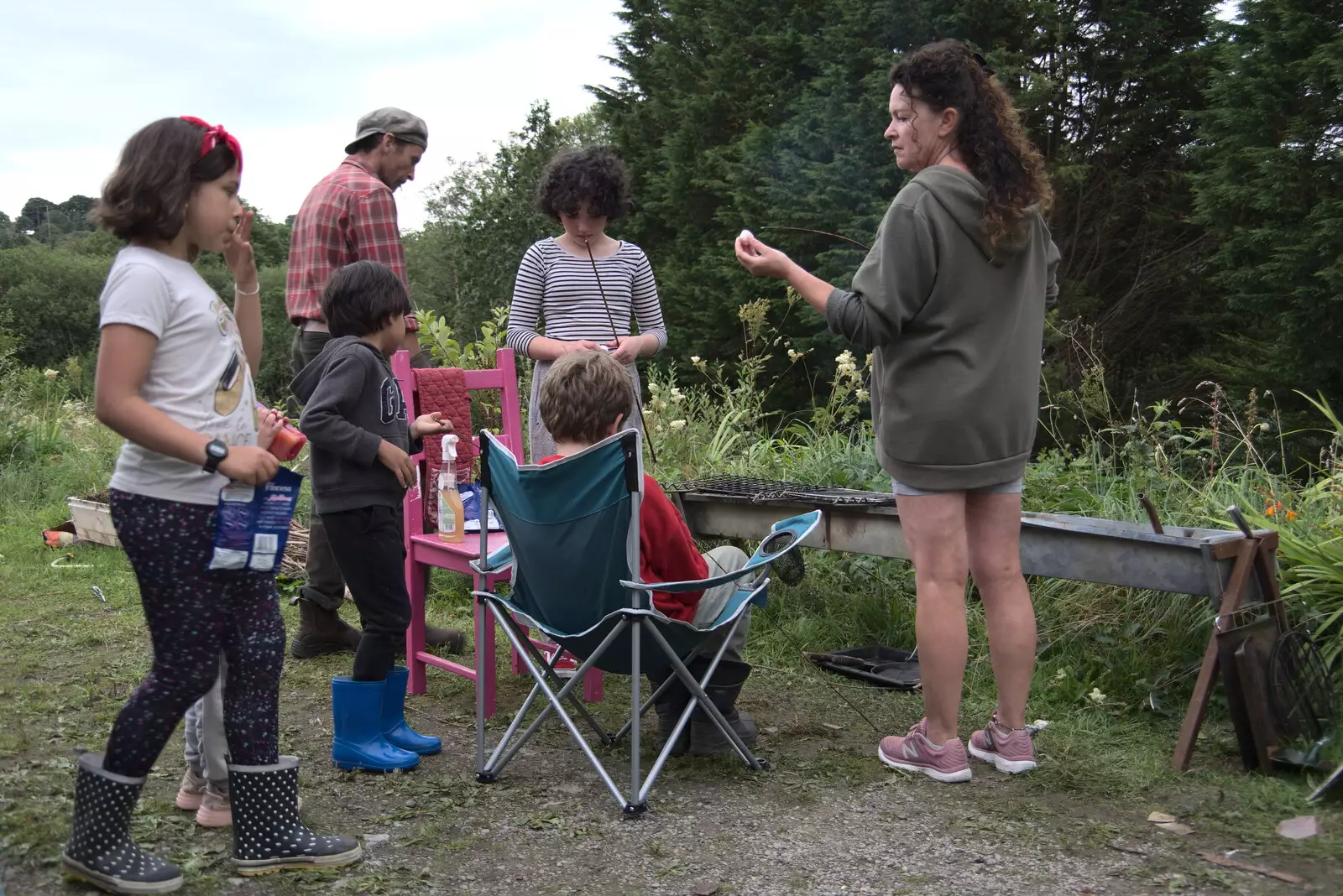 Evelyn waves a marshmallow around, from A Trip to Manorhamilton, County Leitrim, Ireland - 11th August 2021