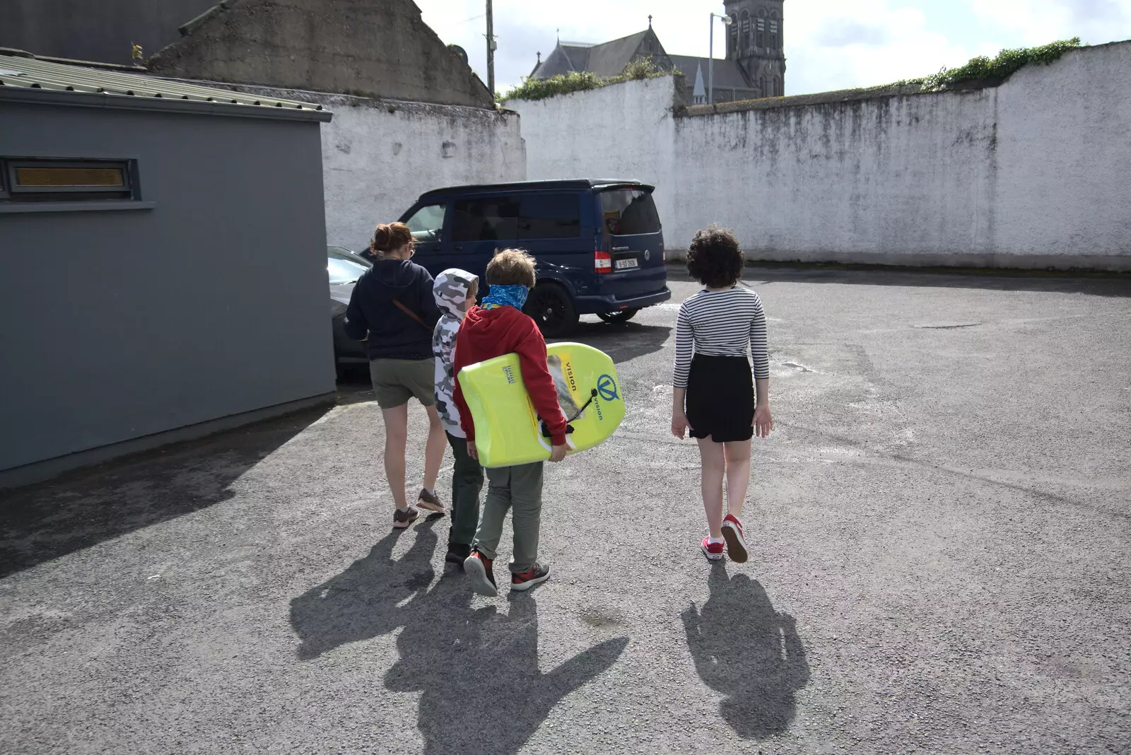 Fred heads off with his board, from A Trip to Manorhamilton, County Leitrim, Ireland - 11th August 2021