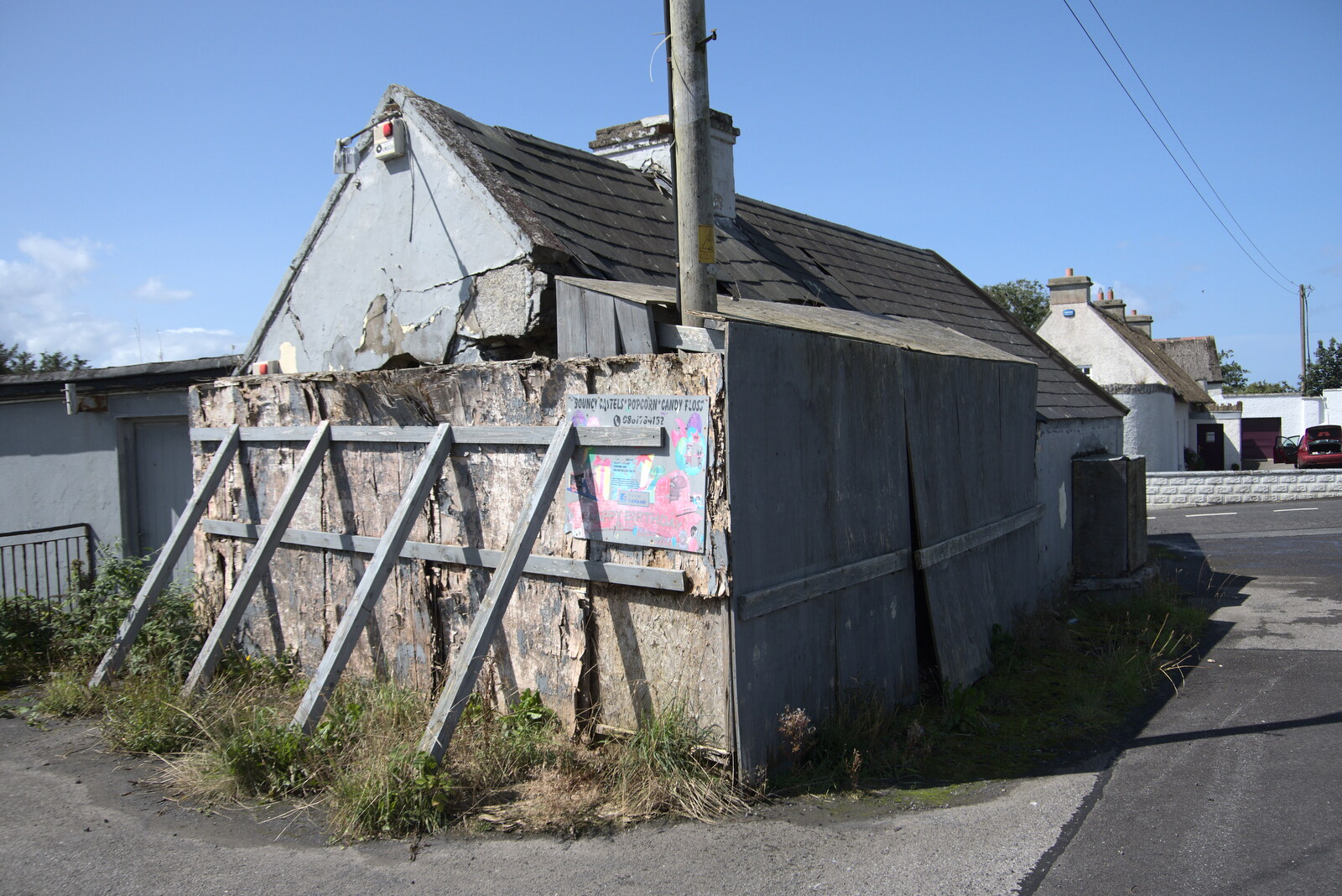 A Trip to Manorhamilton, County Leitrim, Ireland - 11th August 2021: A few timbers stop a cottage from collapsing