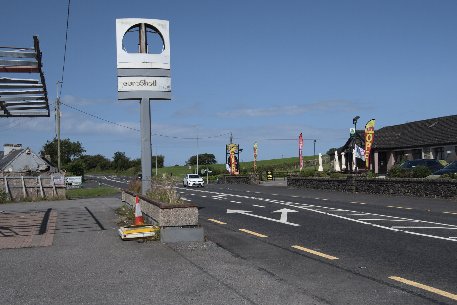 A Trip to Manorhamilton, County Leitrim, Ireland - 11th August 2021: euroShell sign on the Wild Atlantic Way road
