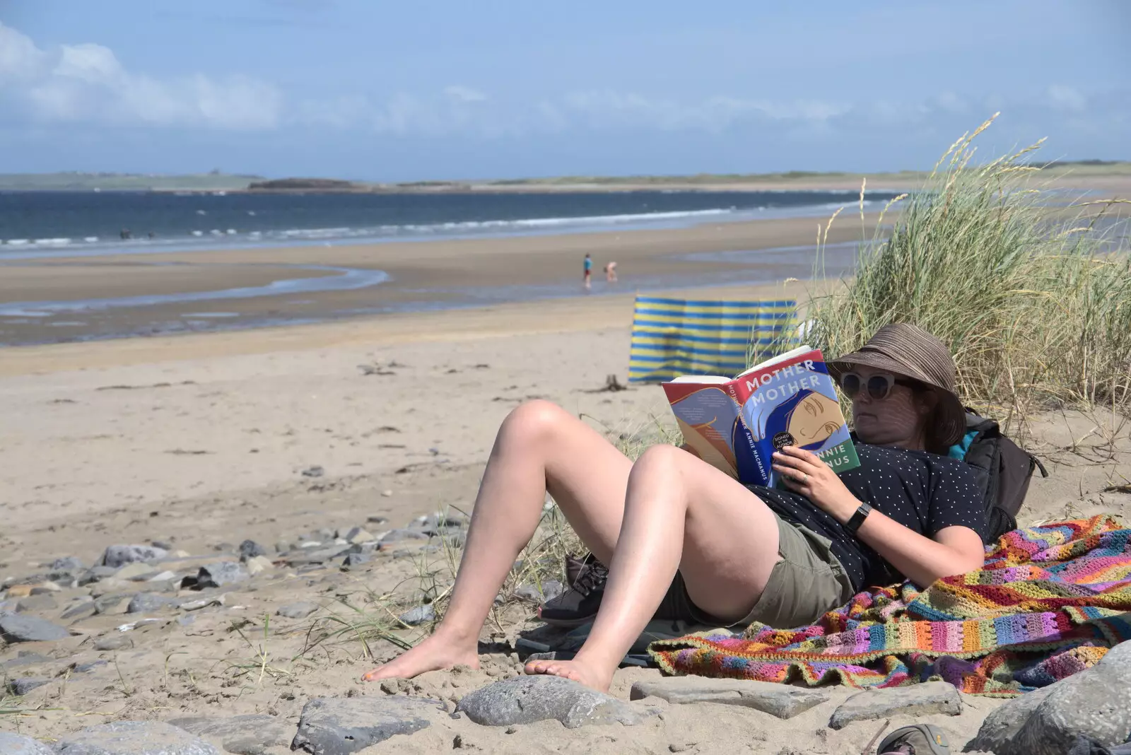 Isobel reads a book on the beach, from A Trip to Manorhamilton, County Leitrim, Ireland - 11th August 2021