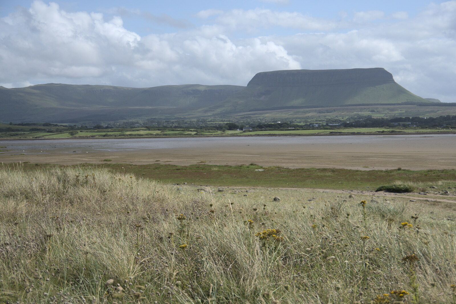 A Trip to Manorhamilton, County Leitrim, Ireland - 11th August 2021: Benbulben hill over the estuary