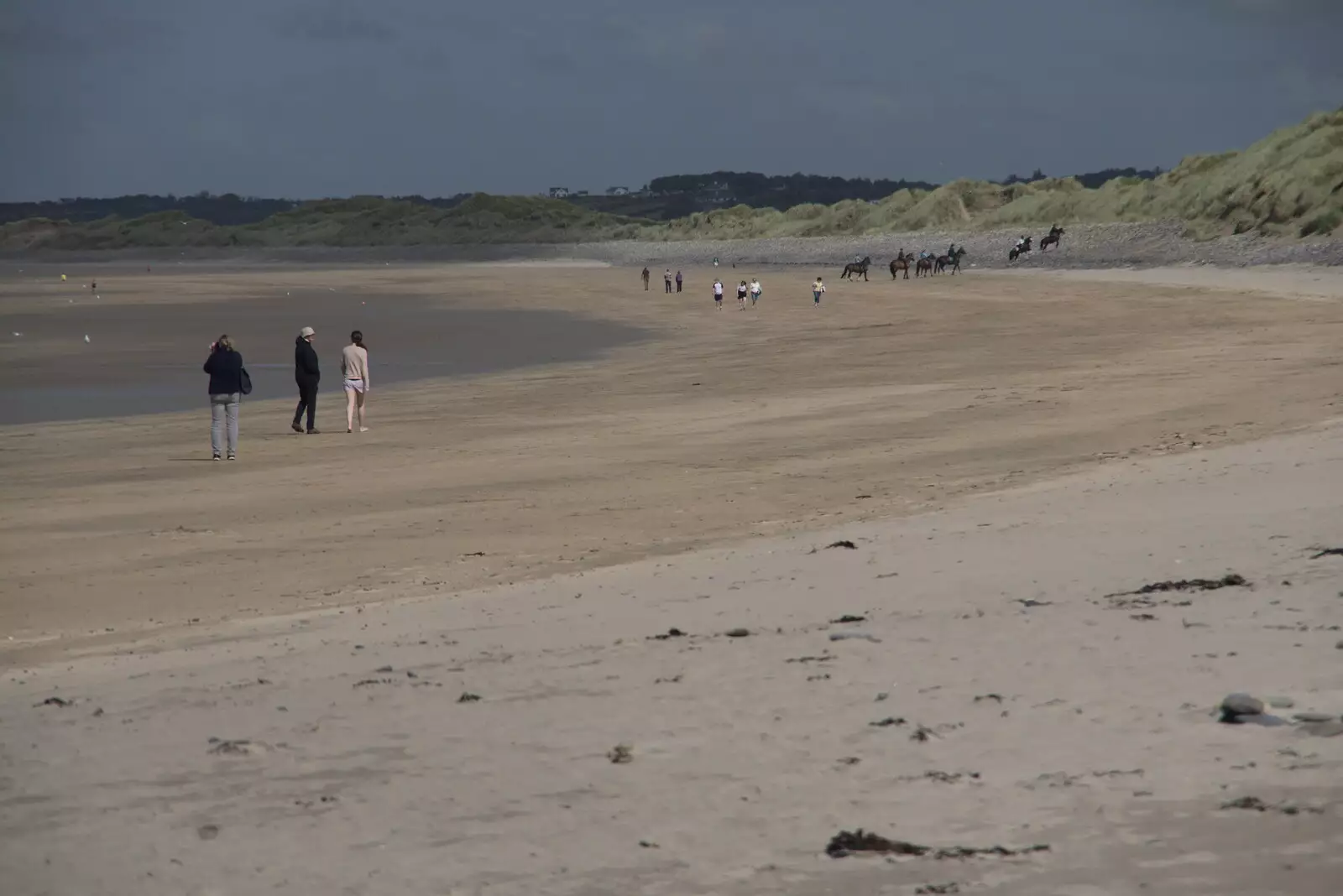 Walkers and horses on the beach, from A Trip to Manorhamilton, County Leitrim, Ireland - 11th August 2021